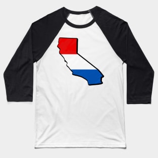 Red, White, and Blue California Outline Baseball T-Shirt